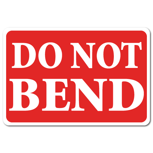 do not bend warning stickers