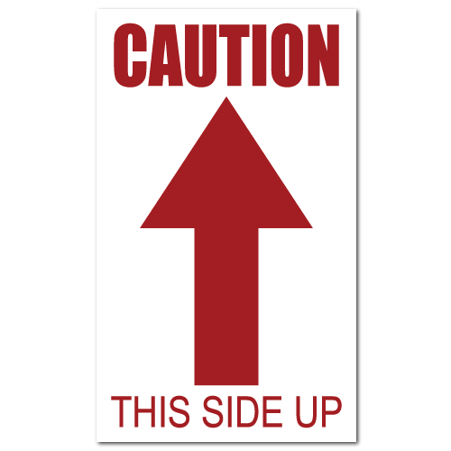 5 x 3 Caution This Side Up Stock Warning Stickers