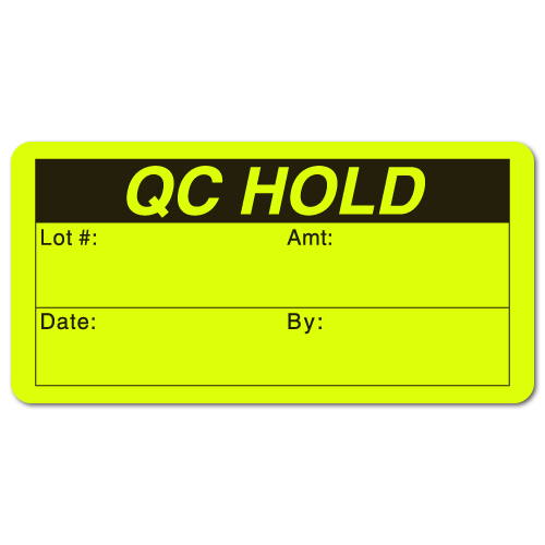 QC HOLD, Vendor, Lot # Quality Control Stickers