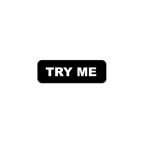 0.75 x 0.25 Try Me Black Background Stickers - Roll of 500 by